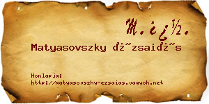 Matyasovszky Ézsaiás névjegykártya